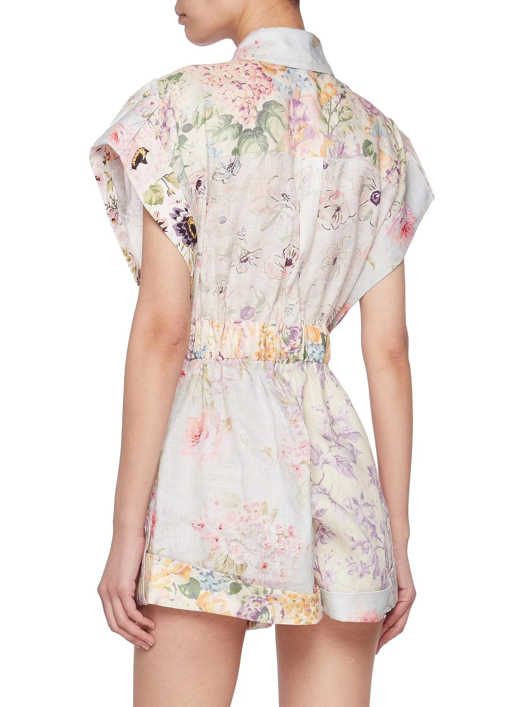 -----------ZIMMERMANN  ---- ------------ ----Halliday Cuffed Cap Sleeve Linen Romper --