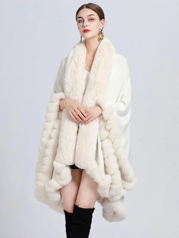 2024 Women's Faux Fur Poncho Coat Cape - Winter Outerwear