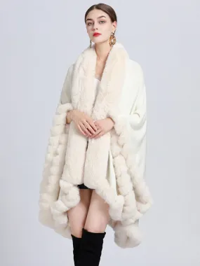 2024 Women's Faux Fur Poncho Coat Cape - Winter Outerwear