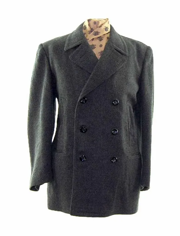 Vintage Gray Men's Wool Coat - 60s