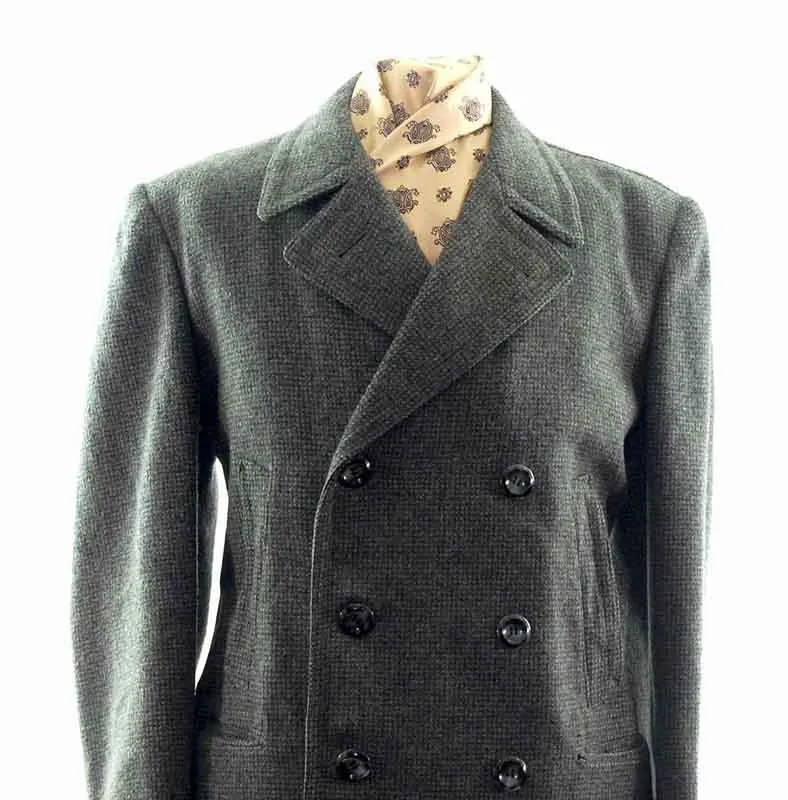 Vintage Gray Men's Wool Coat - 60s