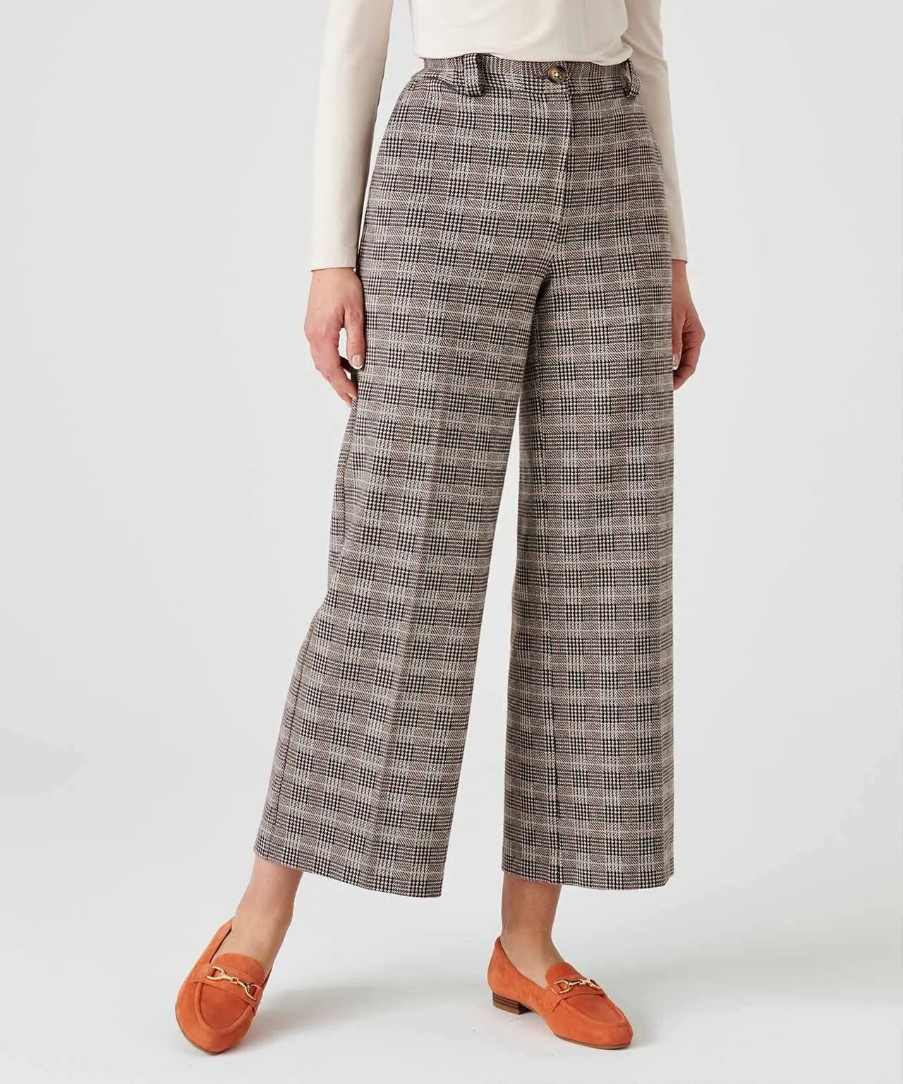 Knitted Checkered 7/8 Trousers