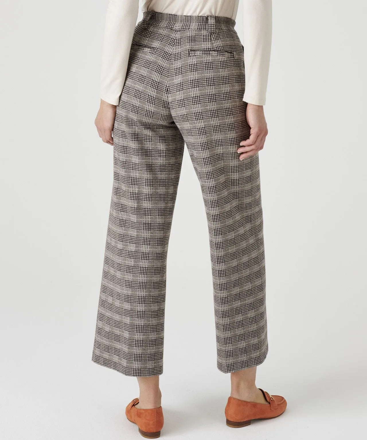 Knitted Checkered 7/8 Trousers