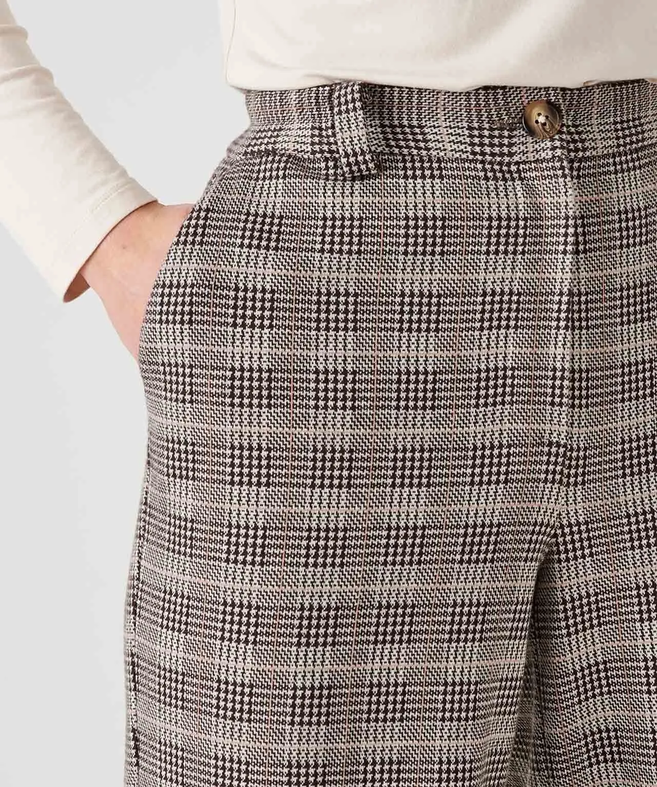 Knitted Checkered 7/8 Trousers