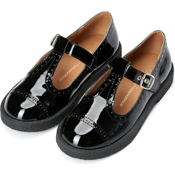 Age of Innocence Agathe Leather Casual T-Bar Strap Shoes Black