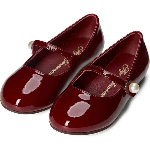 Age of Innocence Elin Glossy Patent Leather Pointed Toe Mary Jane Shoes Burgundy