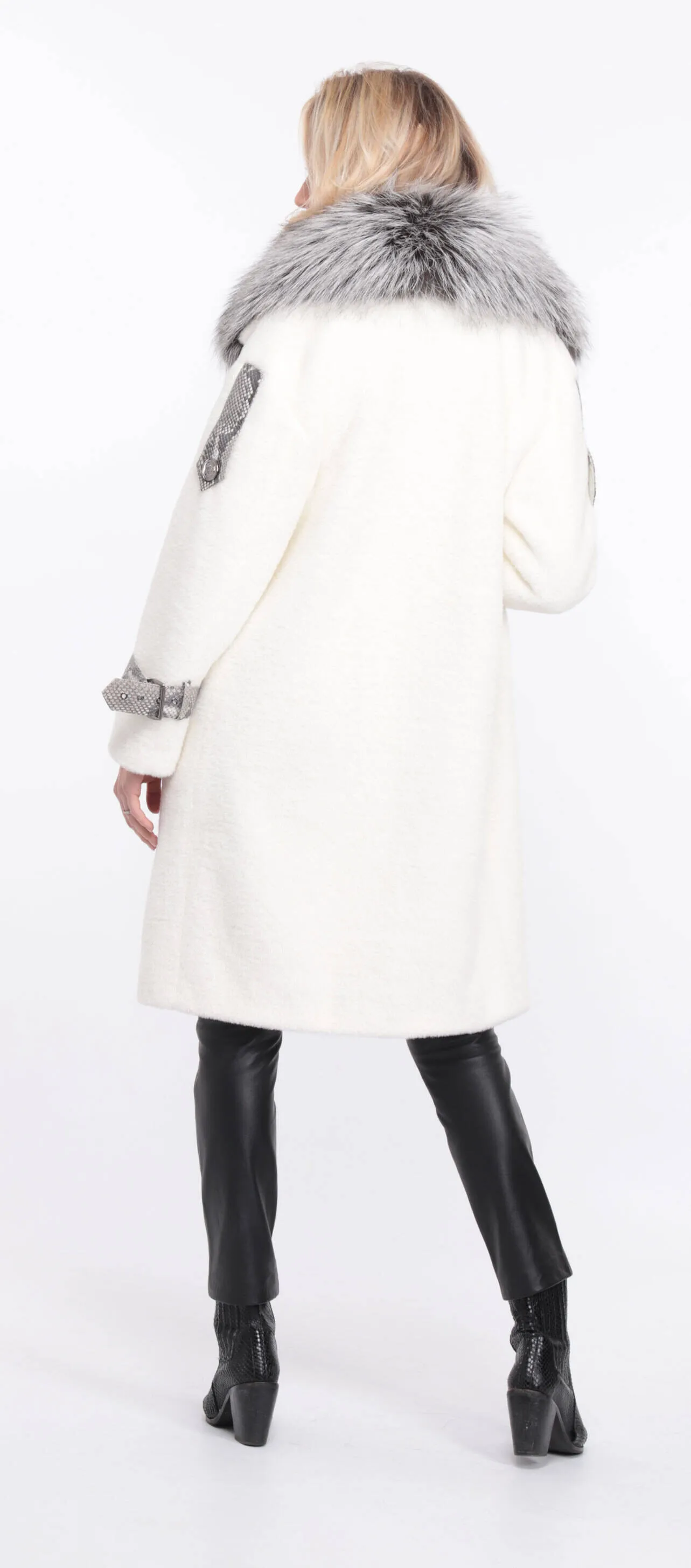 Alcantara coat with amber fox collar