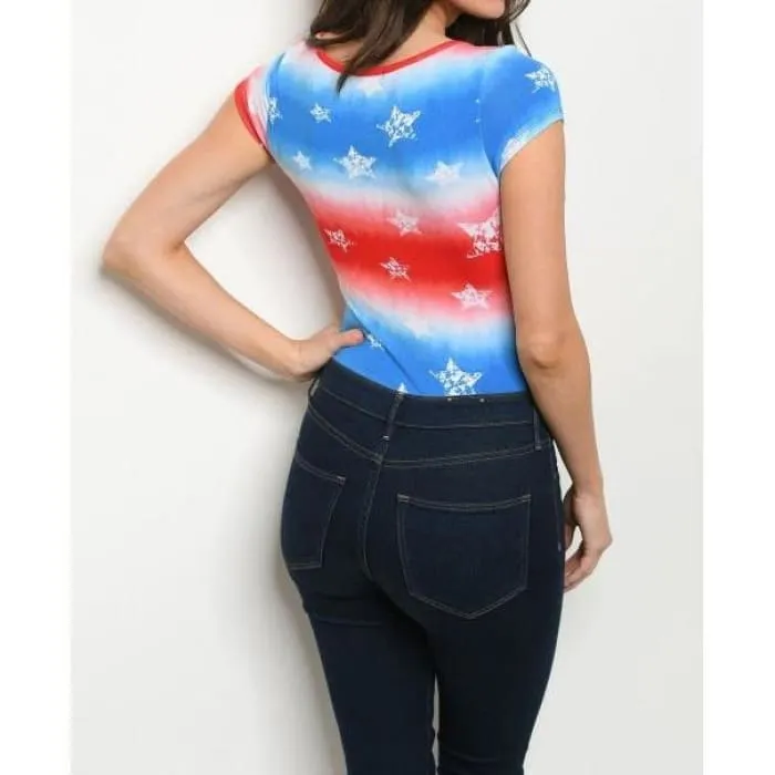 American Flag Print Bodysuit