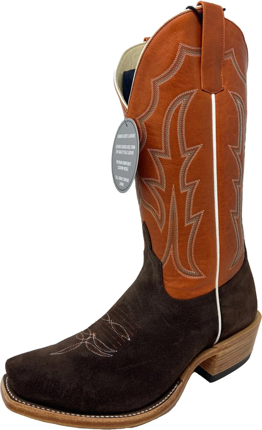 Anderson Bean Mens Tangerine Leather Top Hand Cowboy Boots - Horse Power.