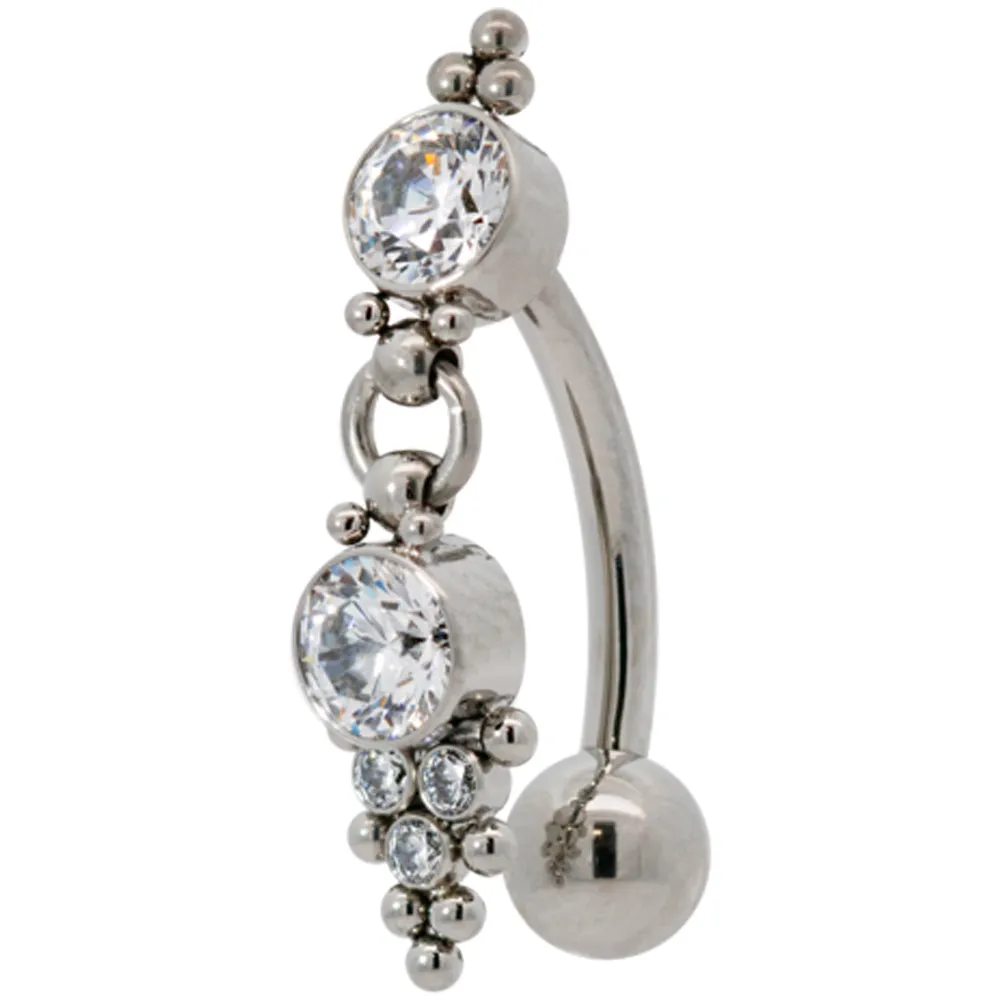 Aragon 'Cascade' Reverse Dangle Faceted Gem Navel Curve with Dangle