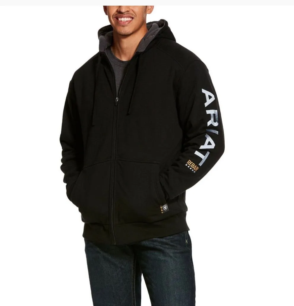 Ariat Men's Rebar All Weather Full Zip Hoodie - Black (10027833)