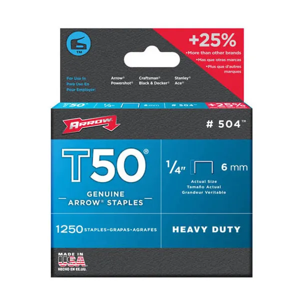Arrow Staples T50 6mm (1250 Pack)