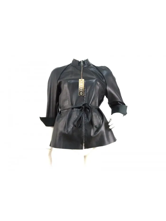 Artico Elegant Leather Jacket for Women - Black