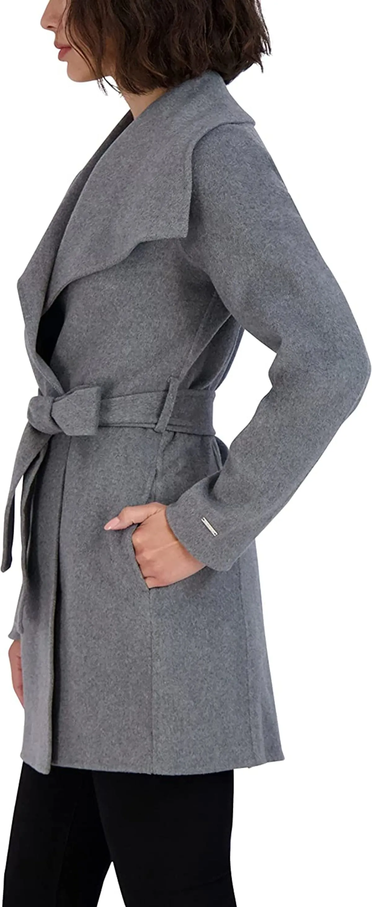 Ash Gray Wool Wrap Jacket Coat Ella