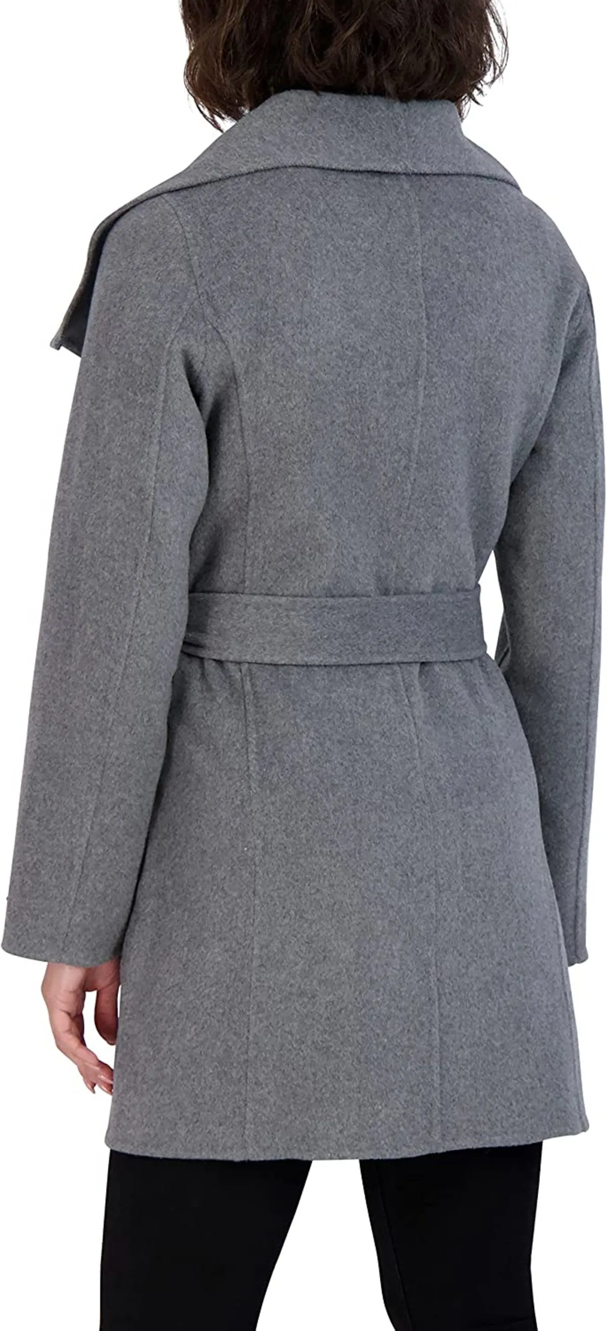 Ash Gray Wool Wrap Jacket Coat Ella