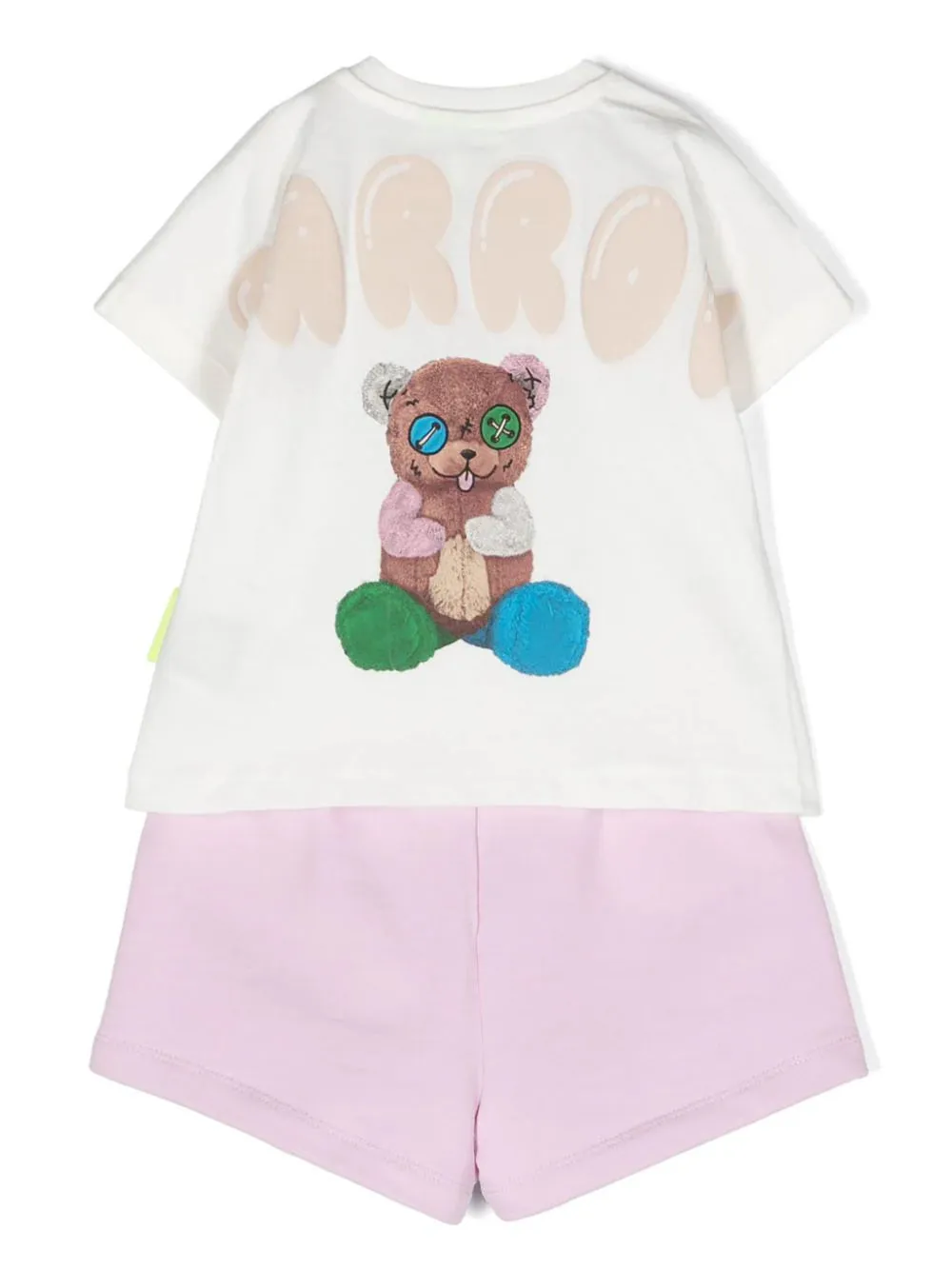 Barrow White and Pink Logo T-Shirt and Shorts Set