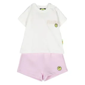 Barrow White and Pink Logo T-Shirt and Shorts Set