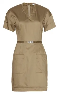 Beige Belted Dress