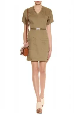 Beige Belted Dress