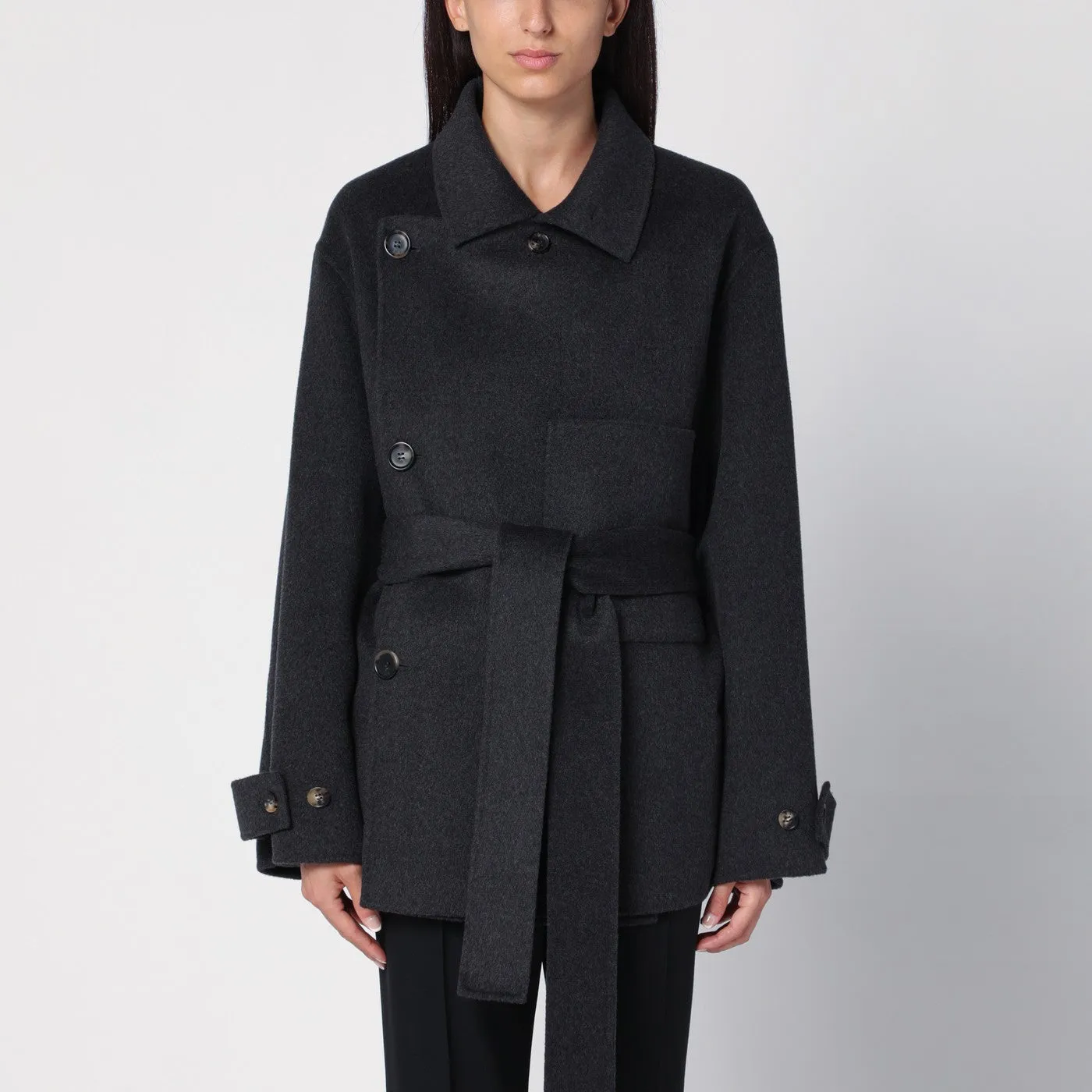 Belted Wool Grey Coat