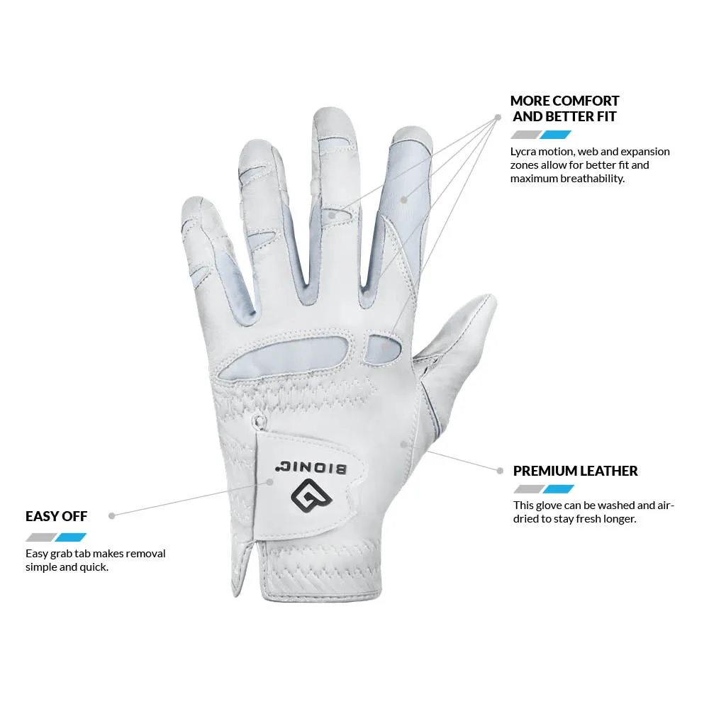 Women's White StableGrip 2.0 Bionic Golf Glove