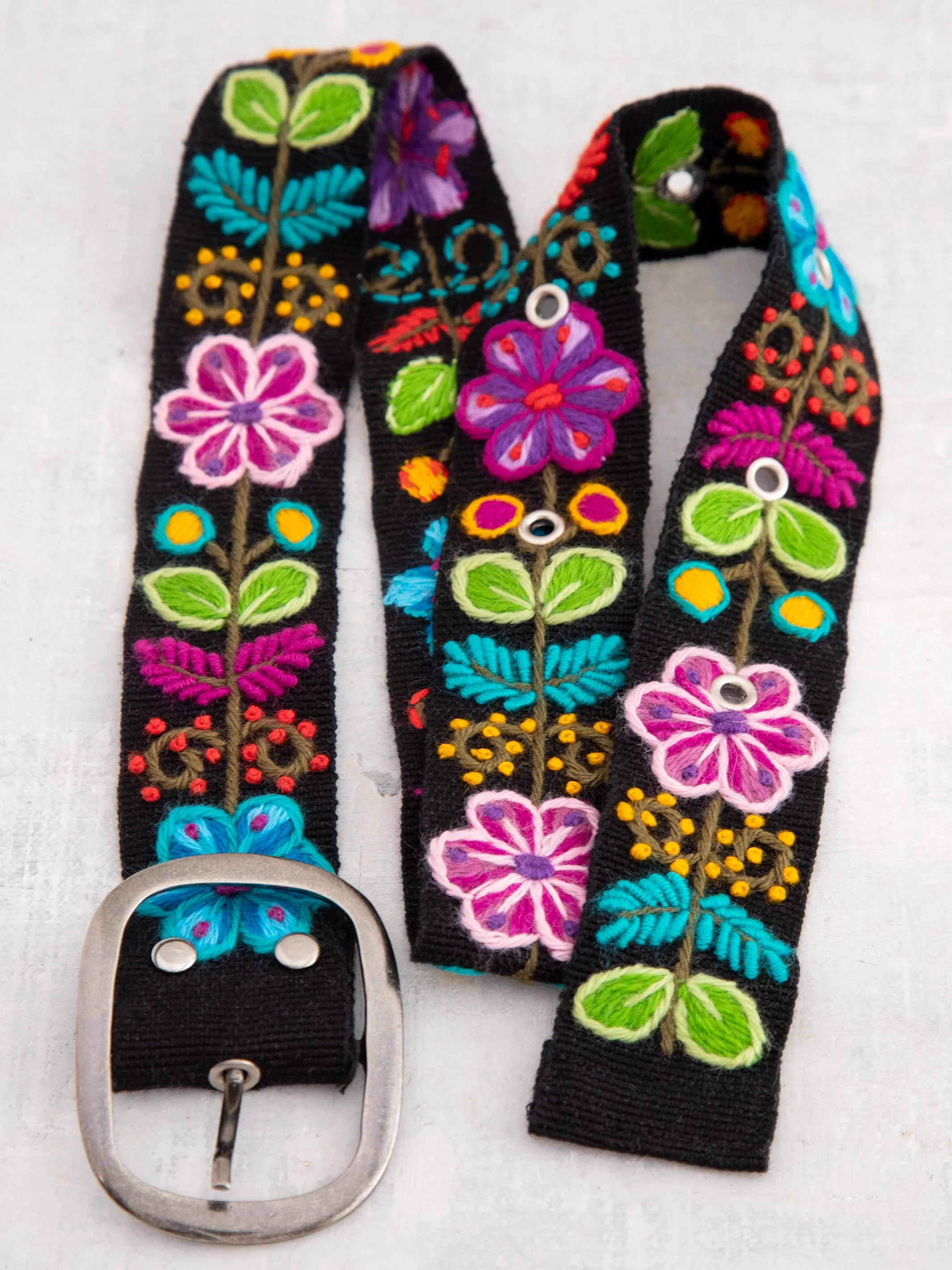 Black Embroidered Belt