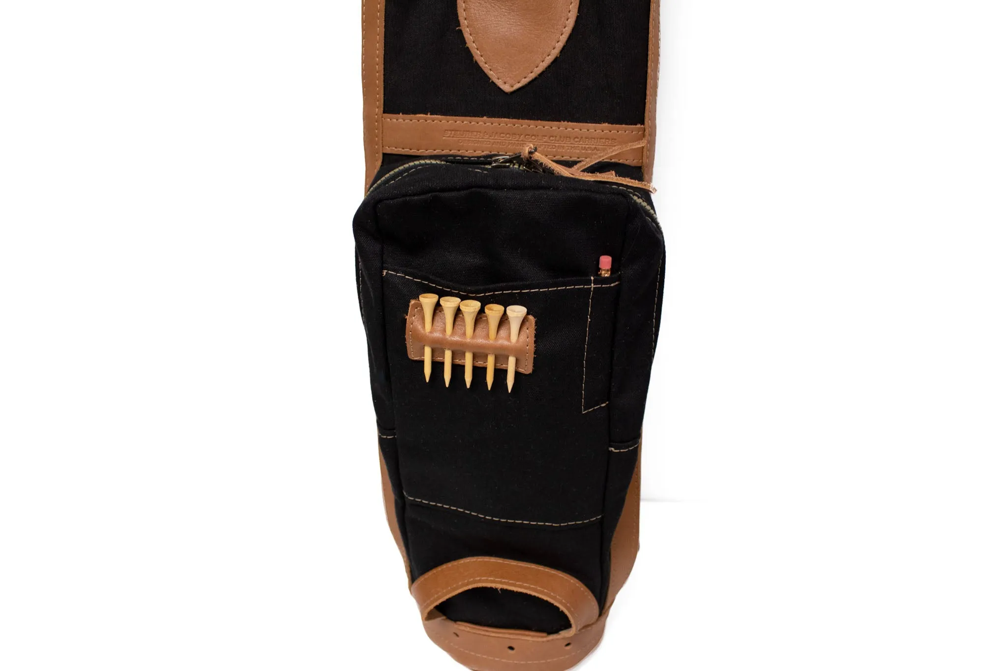 Black Golf Bag with Natural Leather Accents