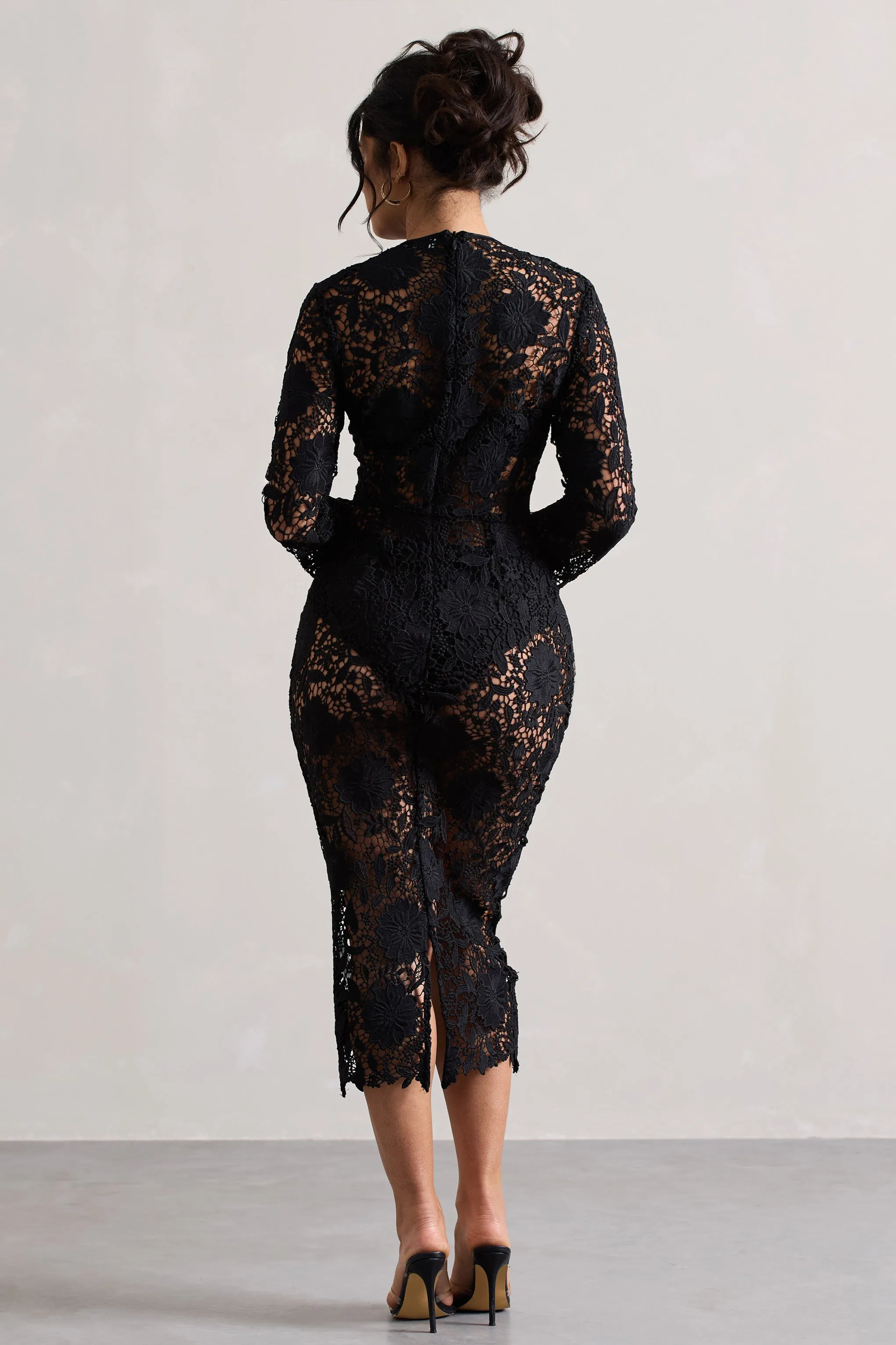 Black Lace Scandal Midi Dress.