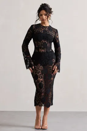 Black Lace Scandal Midi Dress.