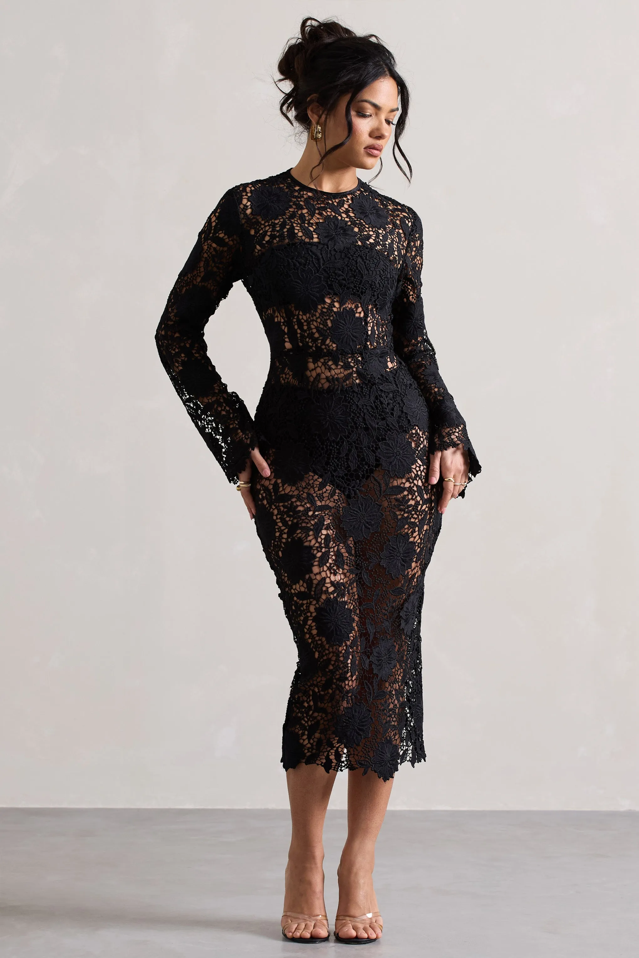 Black Lace Scandal Midi Dress.