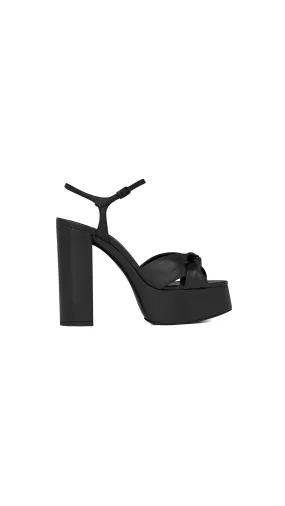 Black Smooth Leather Bianca Platform Sandals