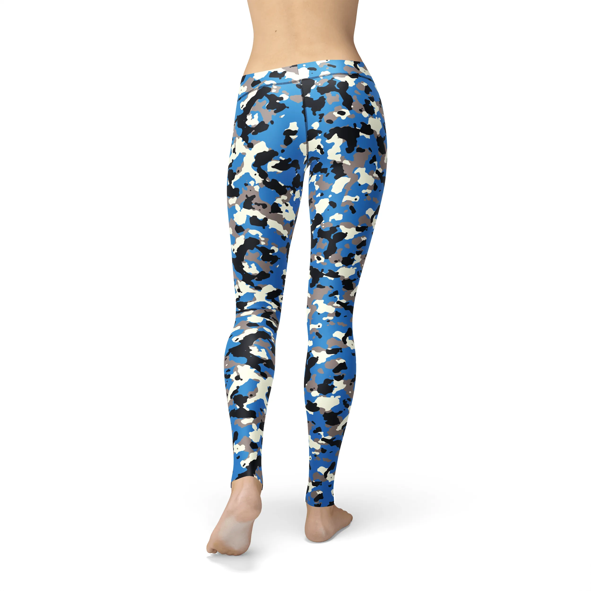 Blue camouflage leggings by Avery