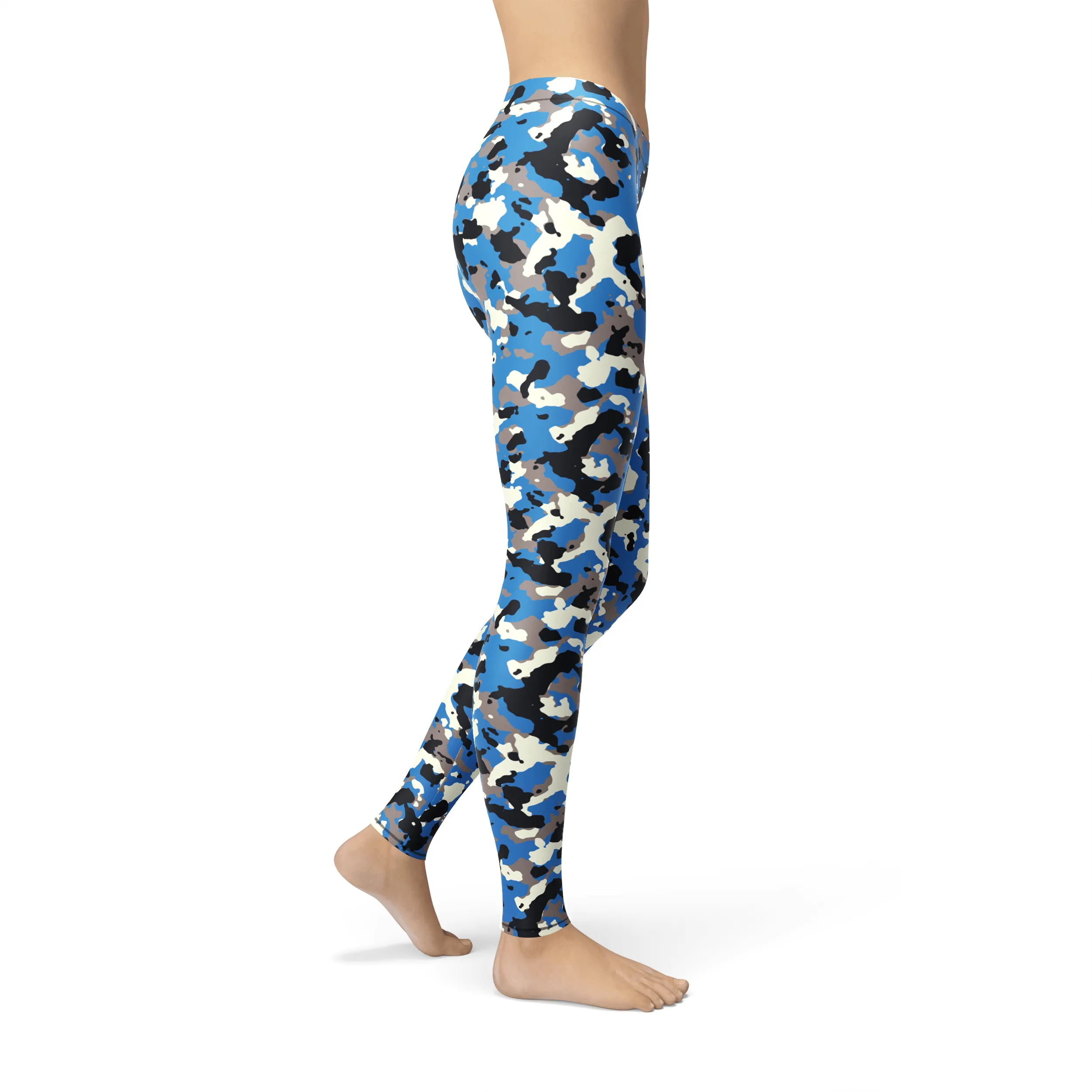 Blue camouflage leggings by Avery