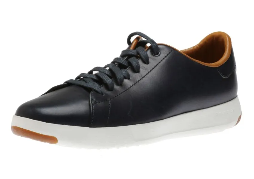 Blue Leather Lace-Up Tennis Sneaker