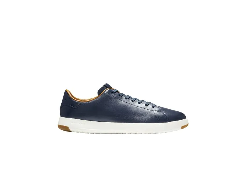 Blue Leather Lace-Up Tennis Sneaker