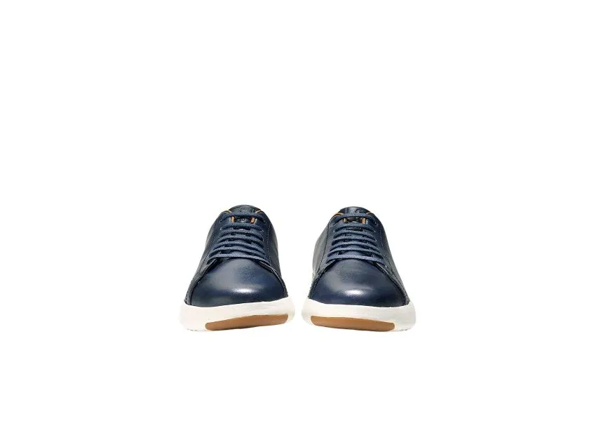 Blue Leather Lace-Up Tennis Sneaker