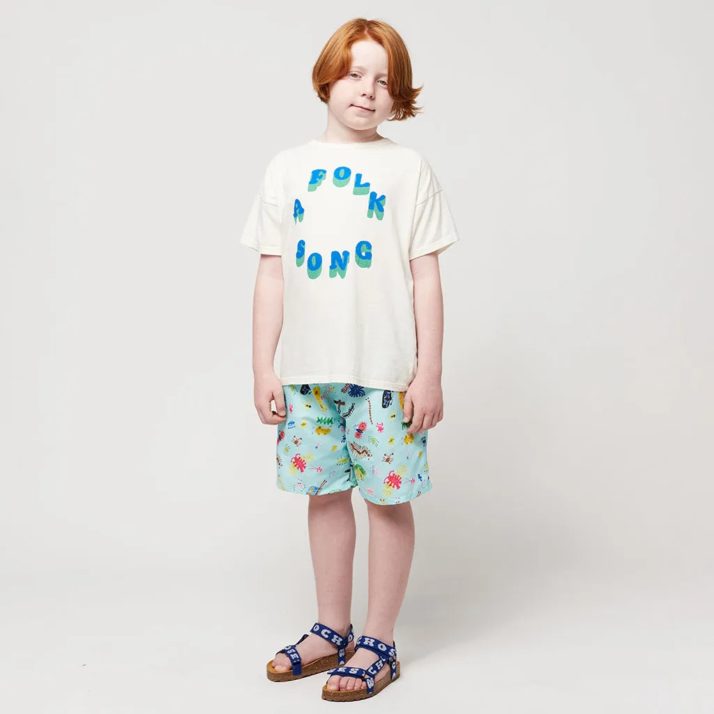 Child Funny Insects All Over Swim Shorts Aqua Blue by Bobo Choses