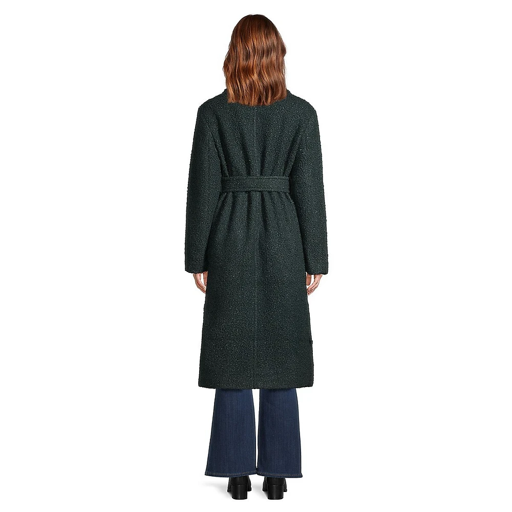 Bouclé Notch-Collar Wrap Coat