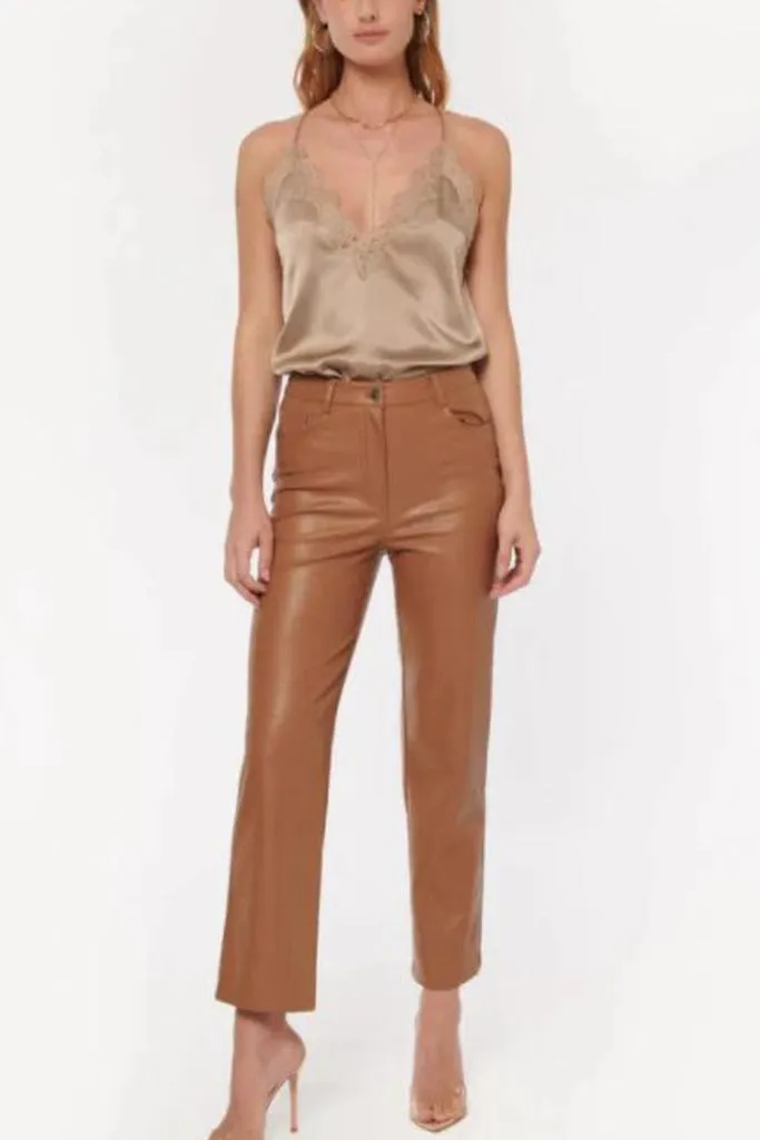 Cami NYC Hanie Vegan Leather Pant Caramel FINAL SALE