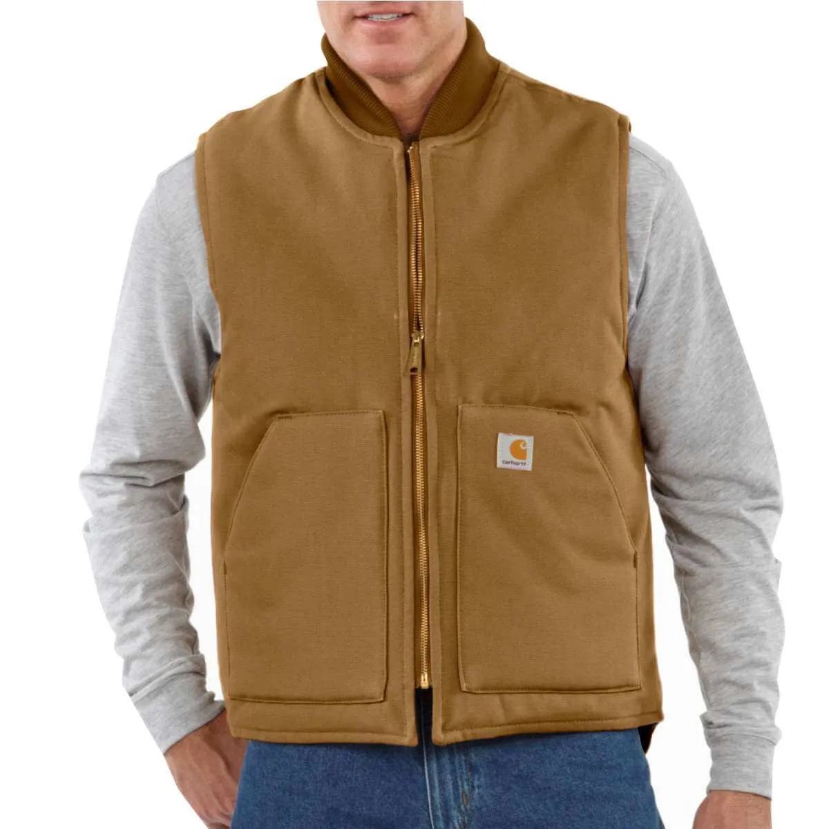 Carhartt Men's Firm Duck Insulated Vest with Rib Collar