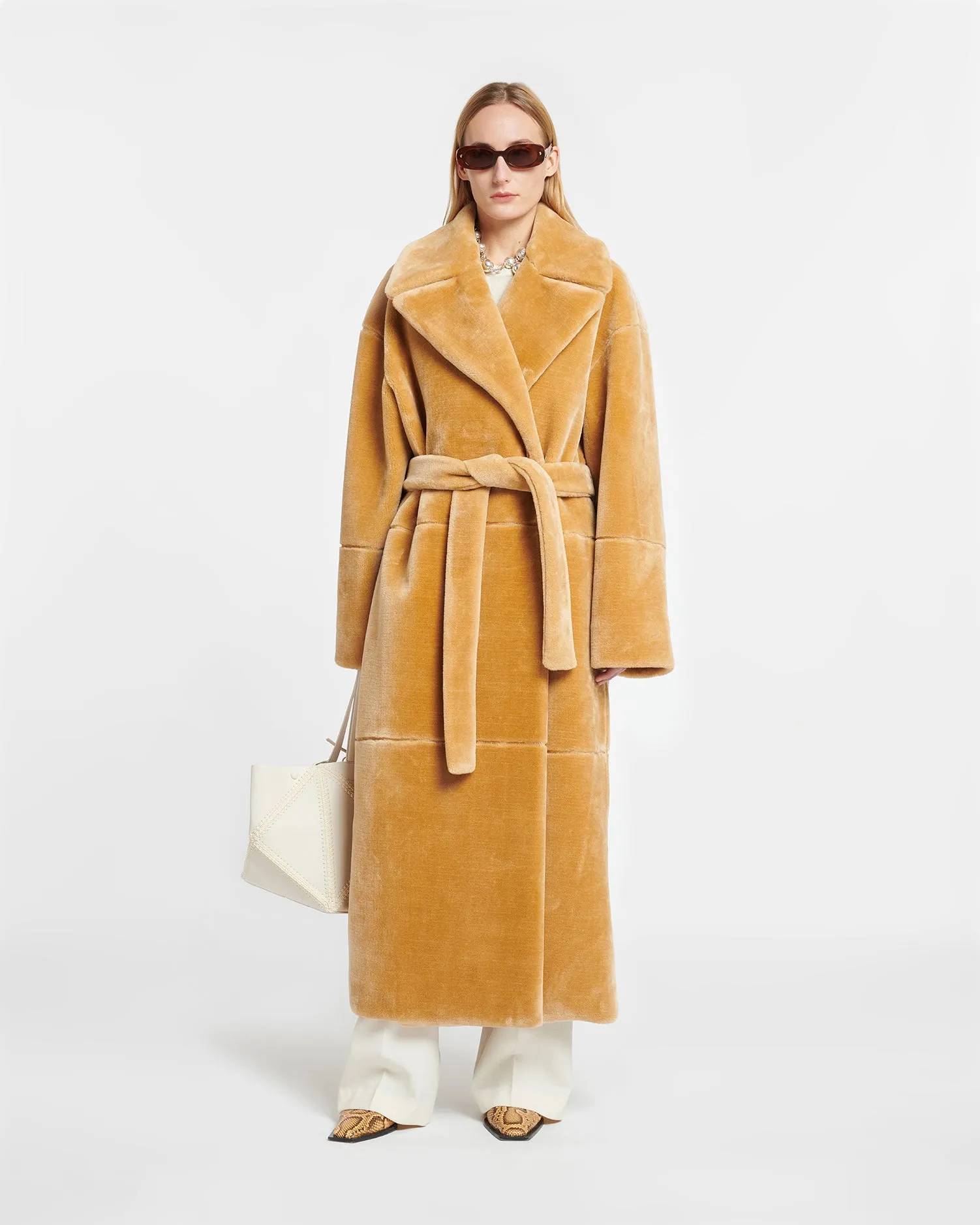 Carian Faux Fur Coat Biscuit.