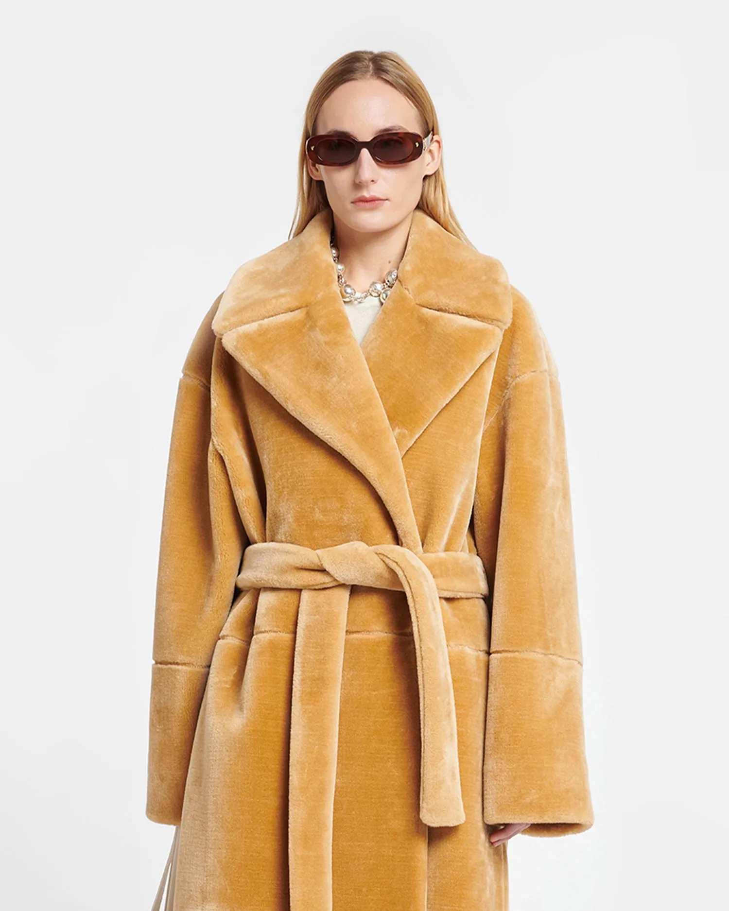 Carian Faux Fur Coat Biscuit.