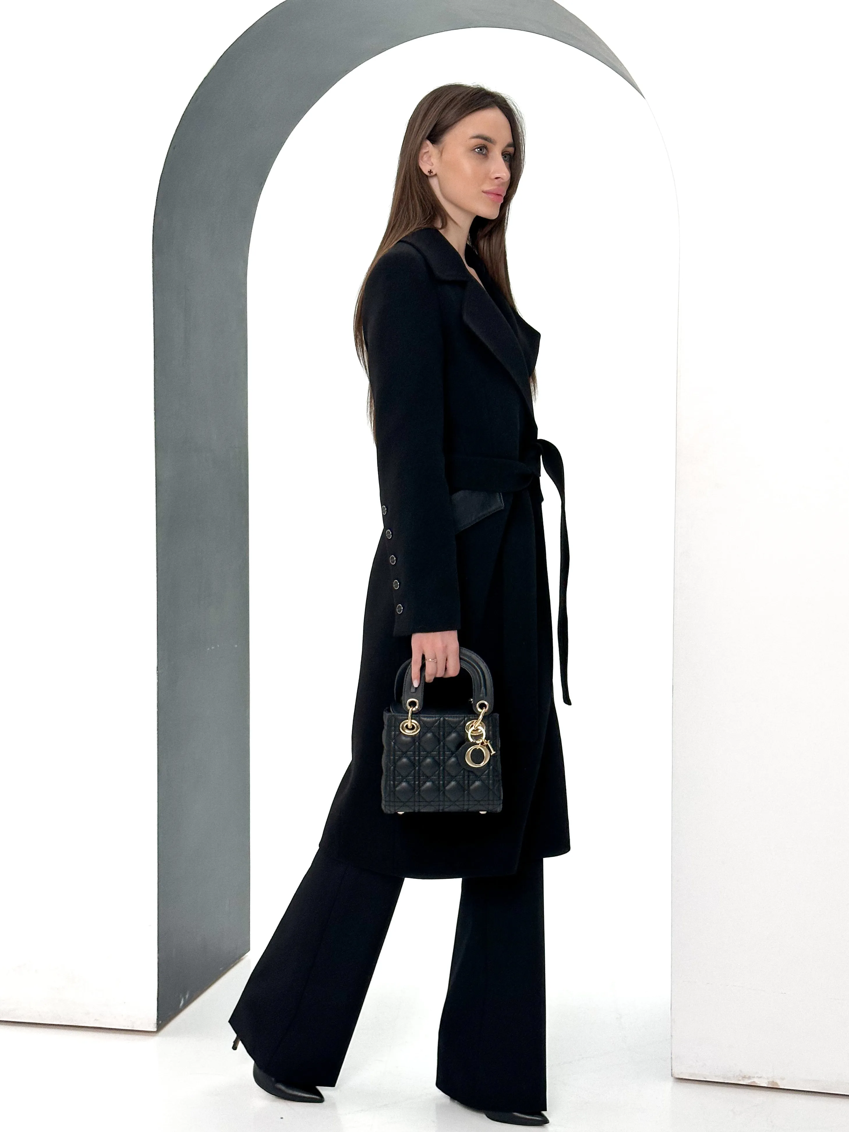 Cashmere Wool Coat with Genuine Polar Fox Leather Trim, Named Kendra