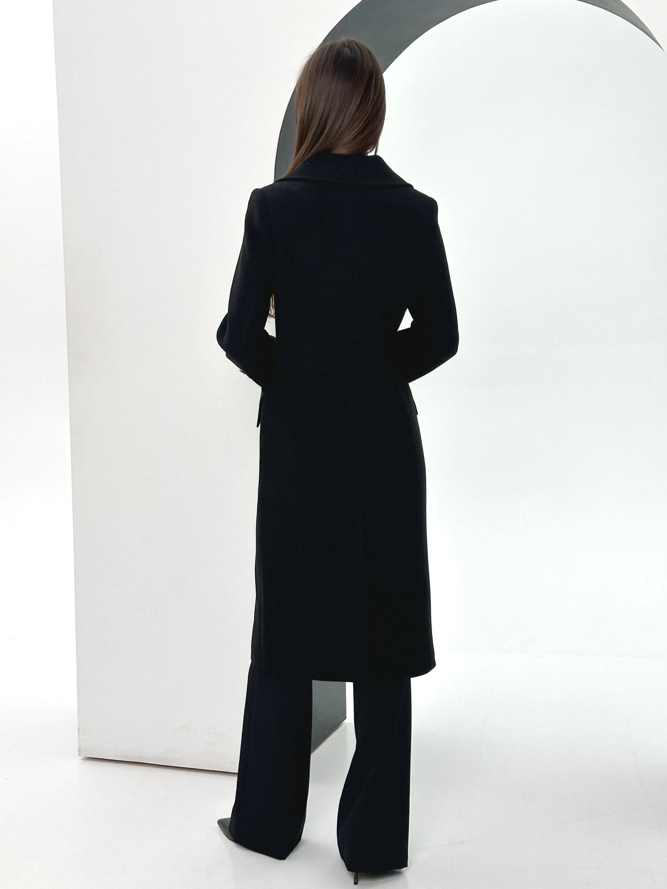 Cashmere Wool Coat with Genuine Polar Fox Leather Trim, Named Kendra