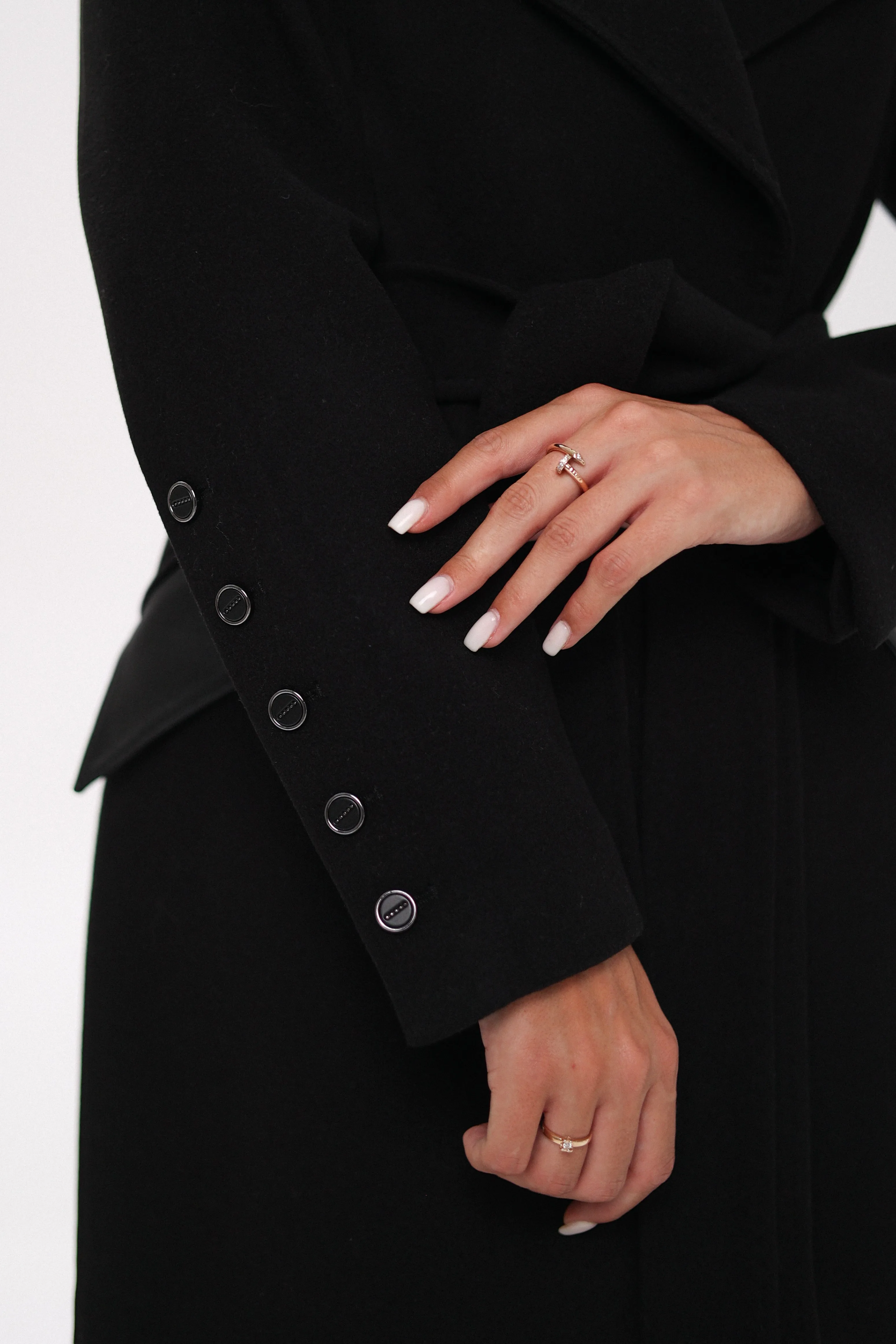 Cashmere Wool Coat with Genuine Polar Fox Leather Trim, Named Kendra