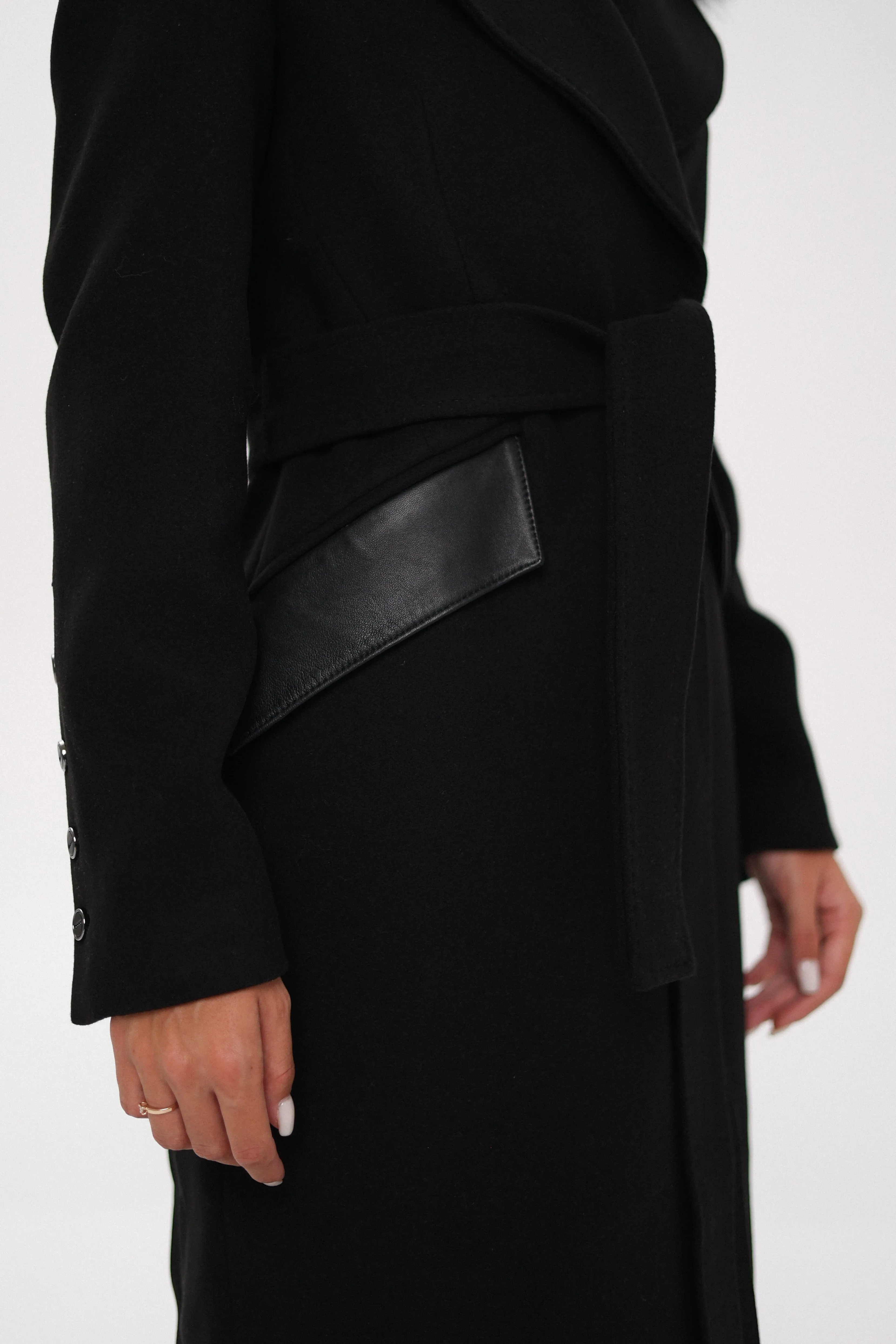 Cashmere Wool Coat with Genuine Polar Fox Leather Trim, Named Kendra