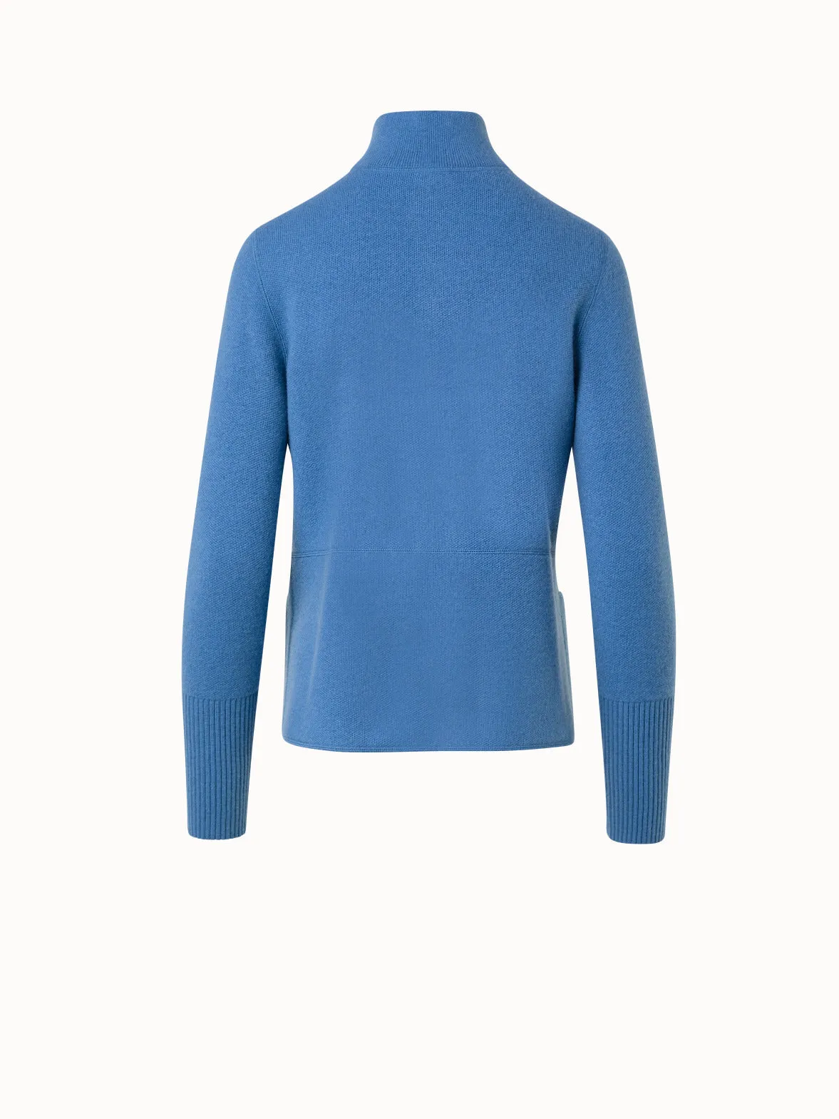 Cashmere Zip-Up Cardigan in Piqué Knit fabric