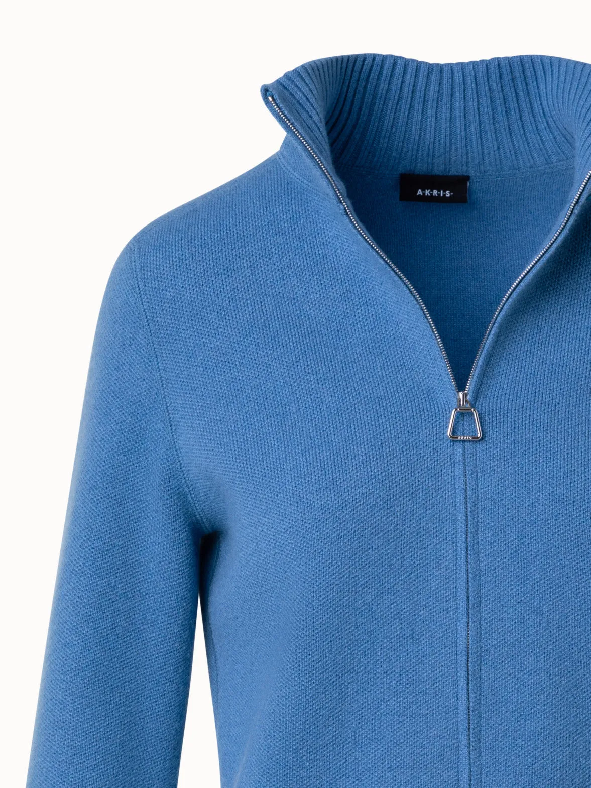 Cashmere Zip-Up Cardigan in Piqué Knit fabric