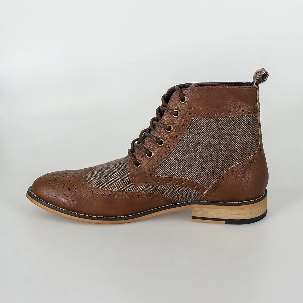 Cavani Sherlock Brown Tweed Boots