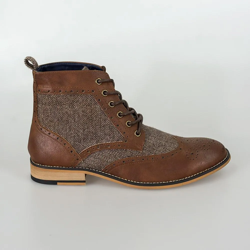 Cavani Sherlock Brown Tweed Boots